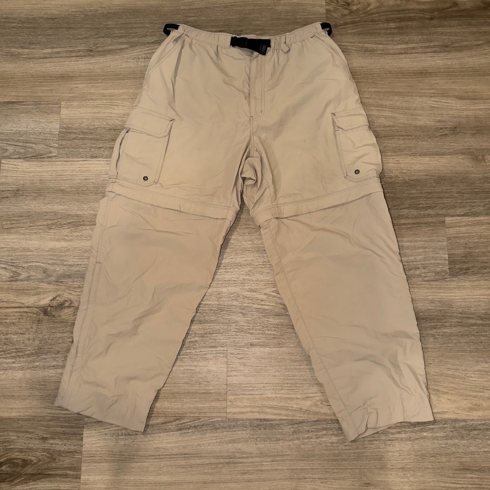 REI Sahara Convertible Cargo Pants Mens Tan Nylon Hiking Zip Off Trousers